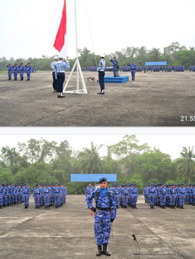 Danlanud RSN Pimpin Upacara 17-an Bacakan Amanat Kasau Tentang Kesiapsiagaan TNI AU