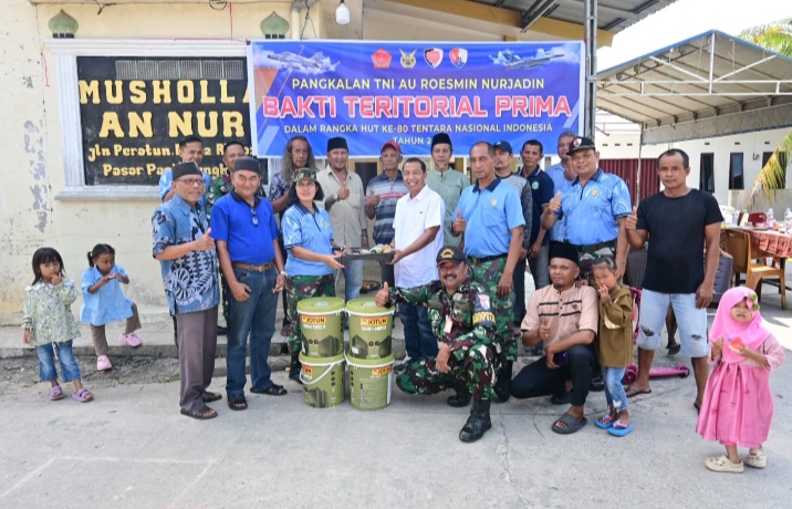 Lanud RSN Gelar Bakti Teritorial Prima di Musholla An Nur Sidomulyo Timur
