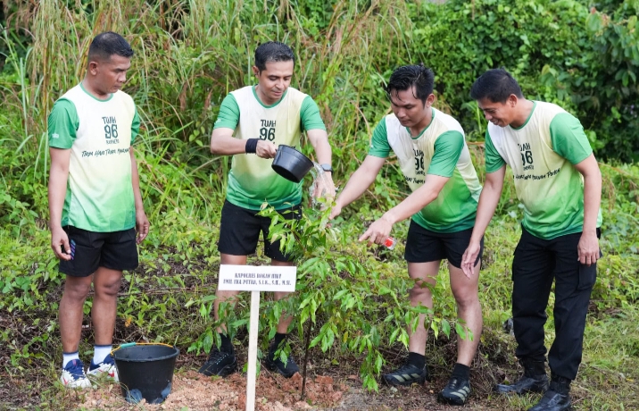 Polres Rokan Hulu Gelar Green Policing Runners, Wujud Komitmen Jaga Kelestarian Lingkungan