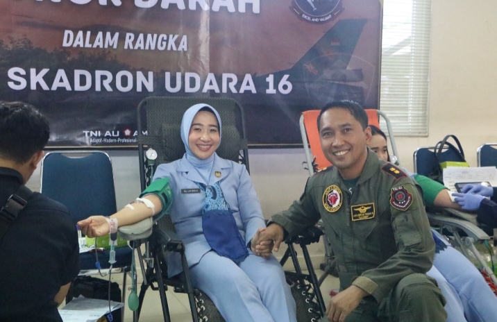 Rayakan HUT ke-11, Skadron Udara 16 Gelar Donor Darah untuk Sesama